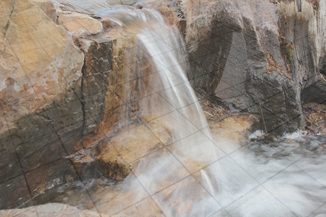 Waterfall; 05-03-13; 12:03 PM (Texture), 7:30 PM (Waterfall); f/10 (Waterfall), f/5 (Texture(; 1/10 (waterfall), 1/60 (texture); Tripod (waterfall)